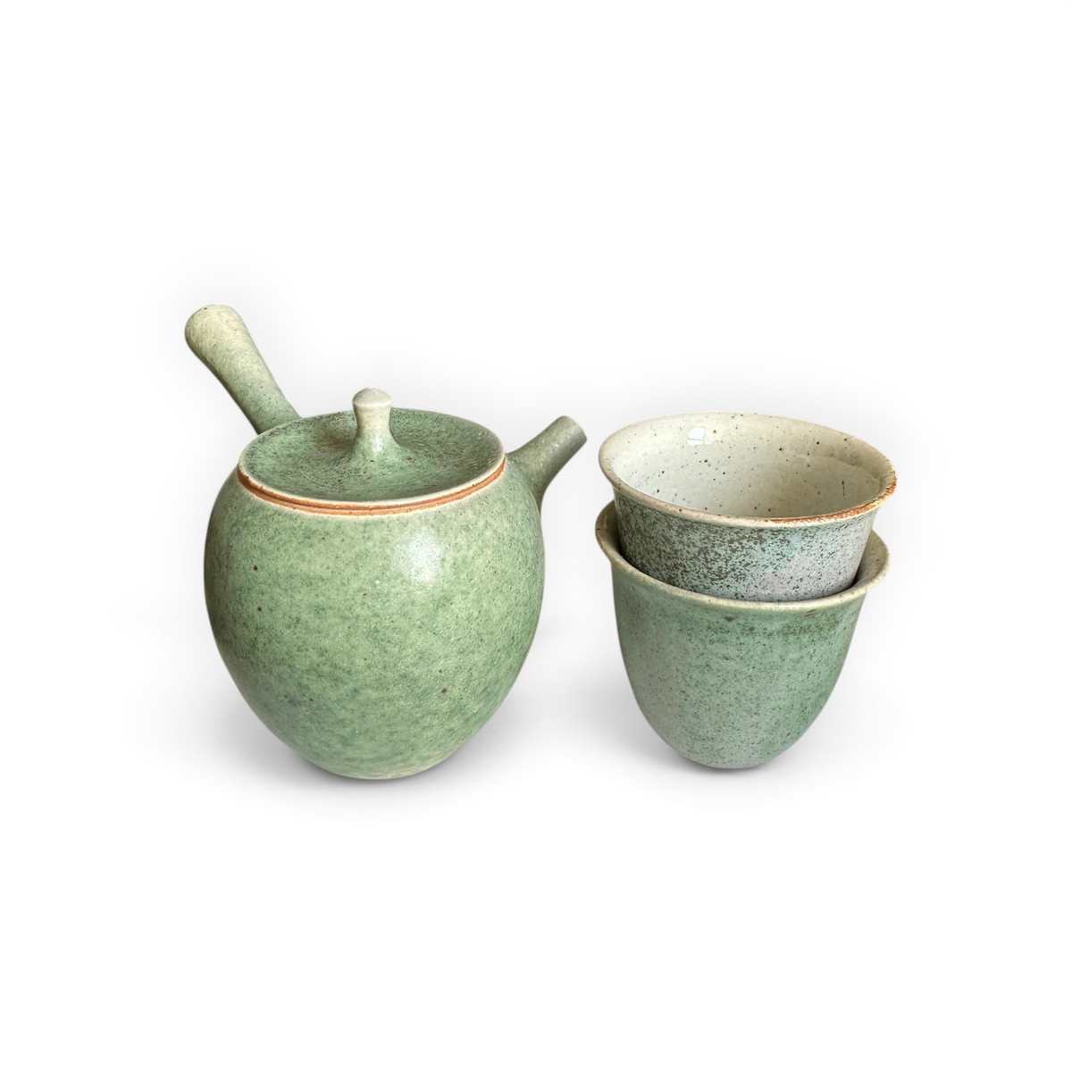 青釉侧把壶茶具套装
