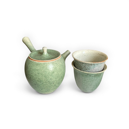 青釉侧把壶茶具套装
