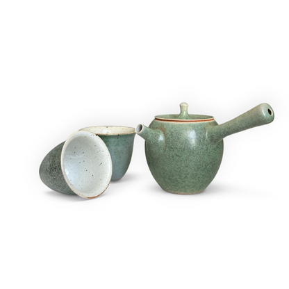 青釉侧把壶茶具套装